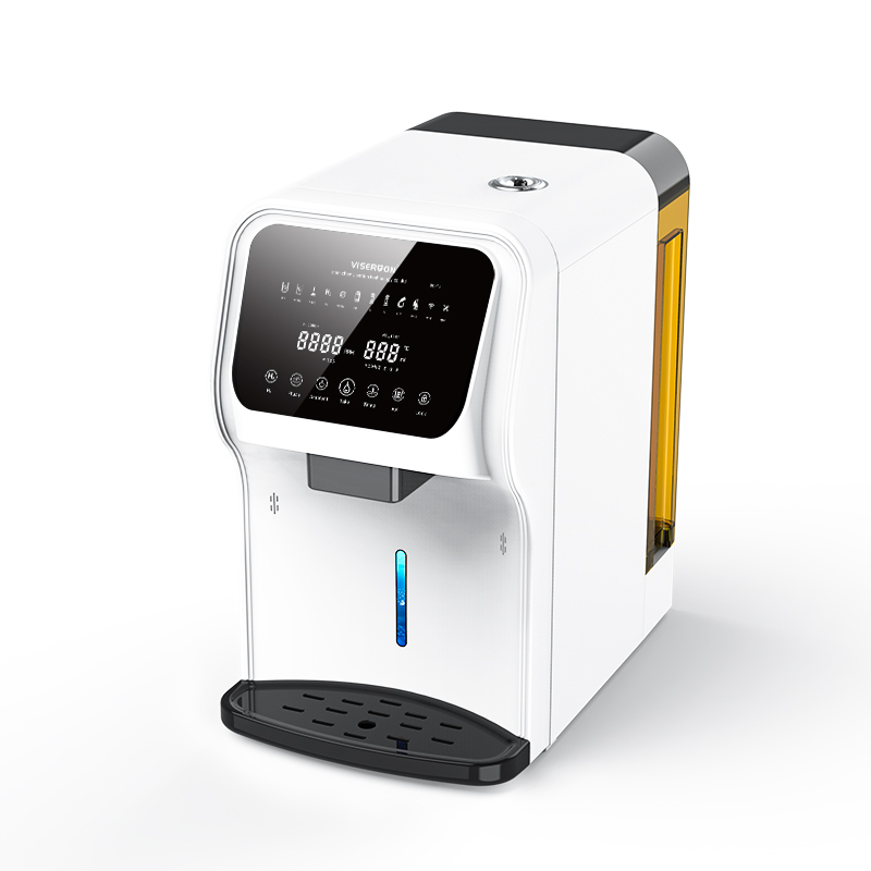 Electric Tabletop RO Bubble Hydrogen Water Dispenser - 6L tabletop RO water purifier with bubble hydrogen function, hot/cold dispensing and smart controls.